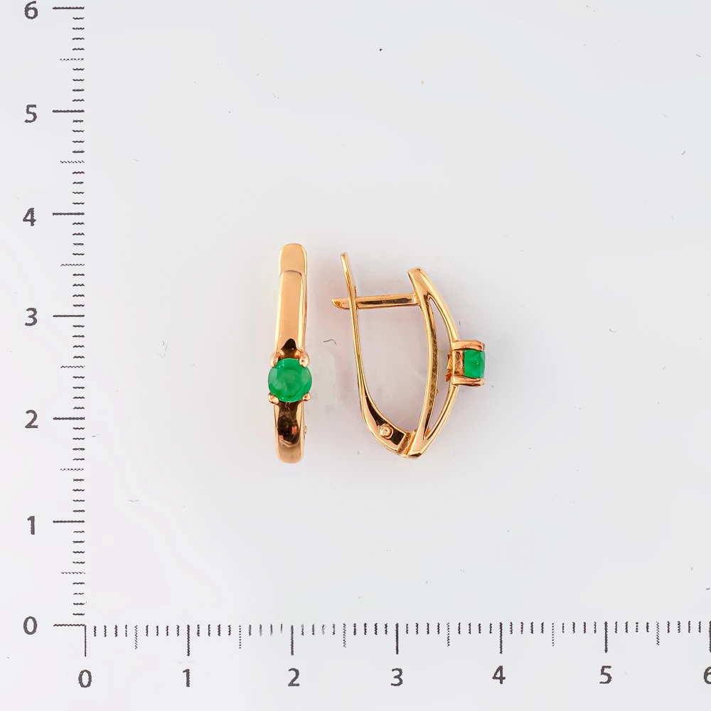 Серьги с изумрудом из красного золота 585 пробы