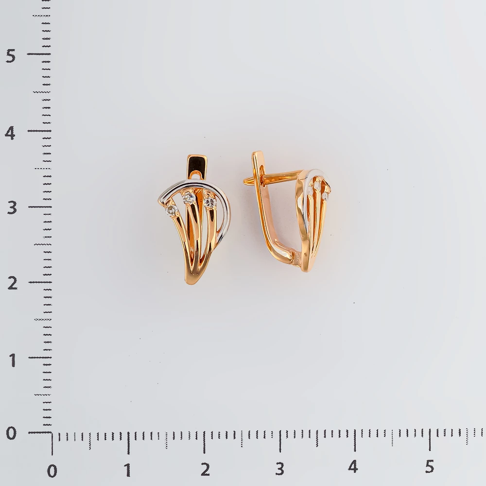 Серьги с бриллиантом из красного золота 585 пробы