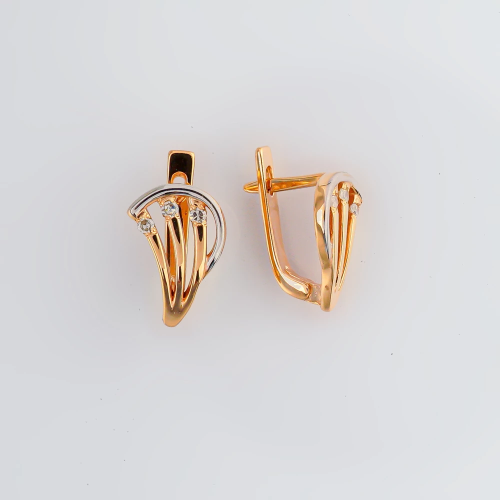 Серьги с бриллиантом из красного золота 585 пробы