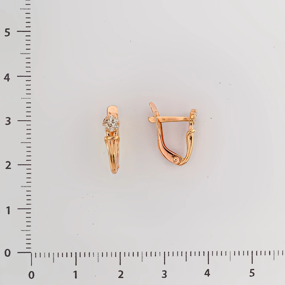 Серьги с бриллиантом из красного золота 585 пробы