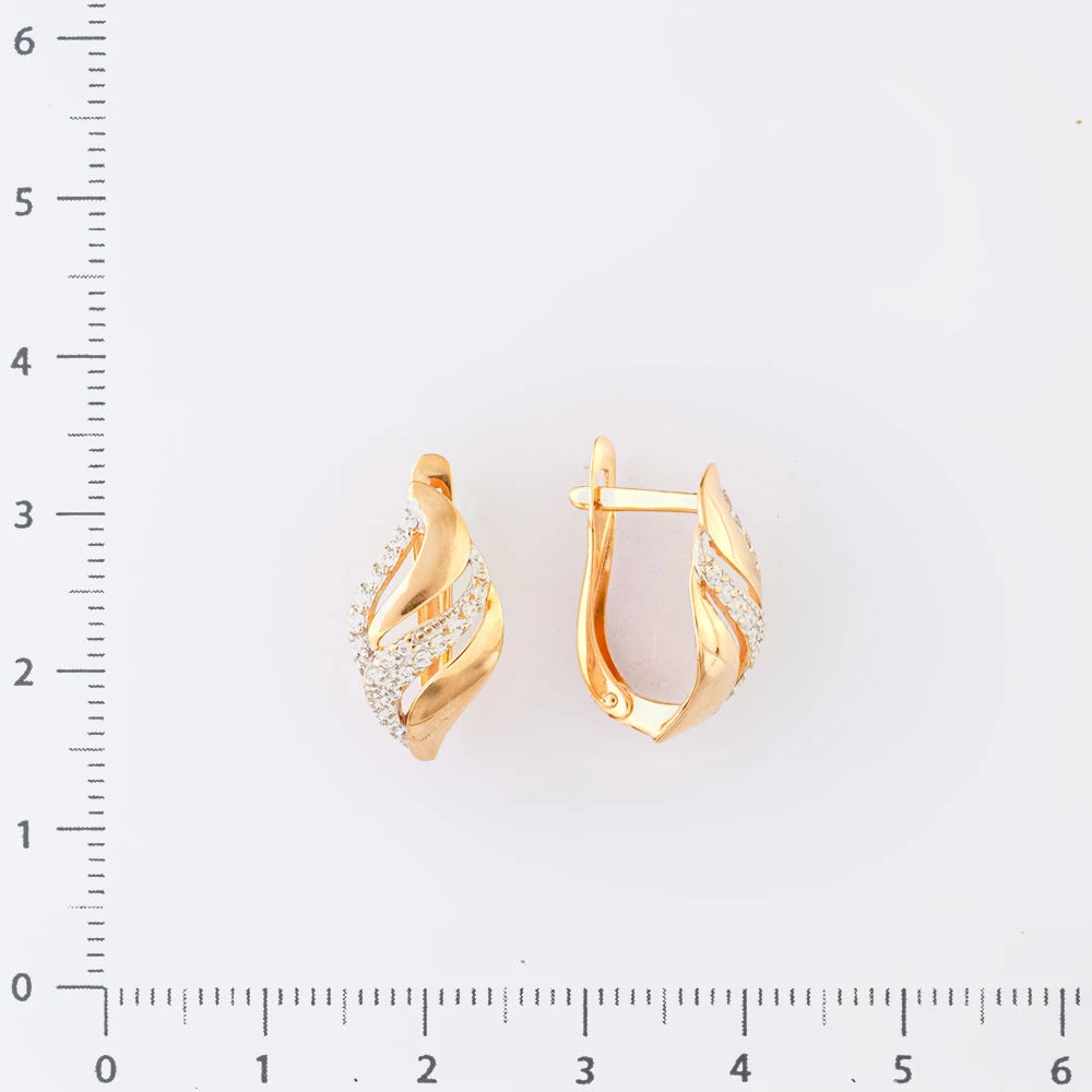 Серьги с фианитом из красного золота 585 пробы