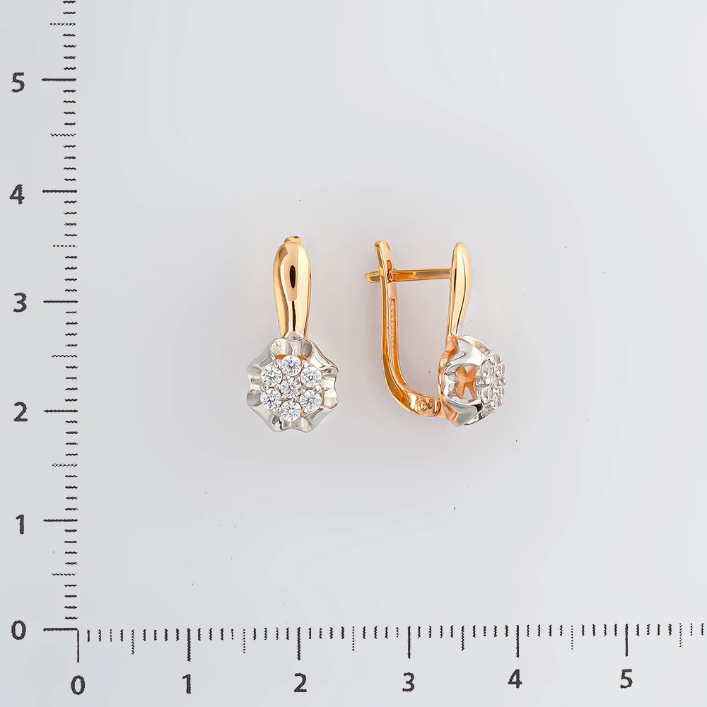 Серьги с фианитом из красного золота 585 пробы