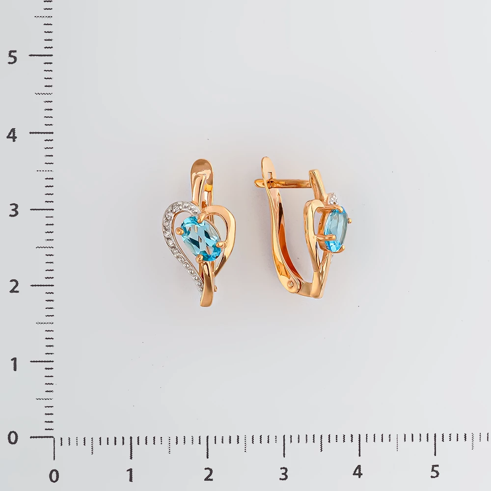 Серьги с топазом из красного золота 375 пробы