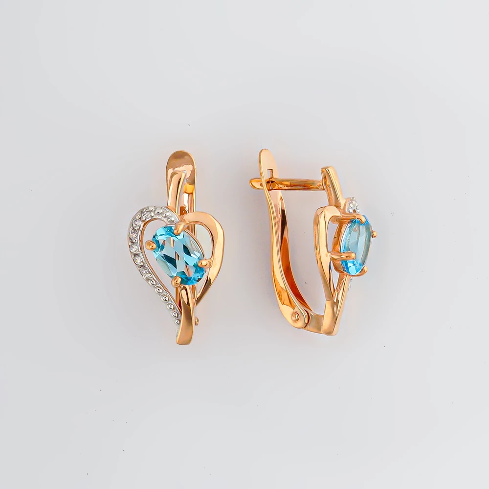 Серьги с топазом из красного золота 375 пробы