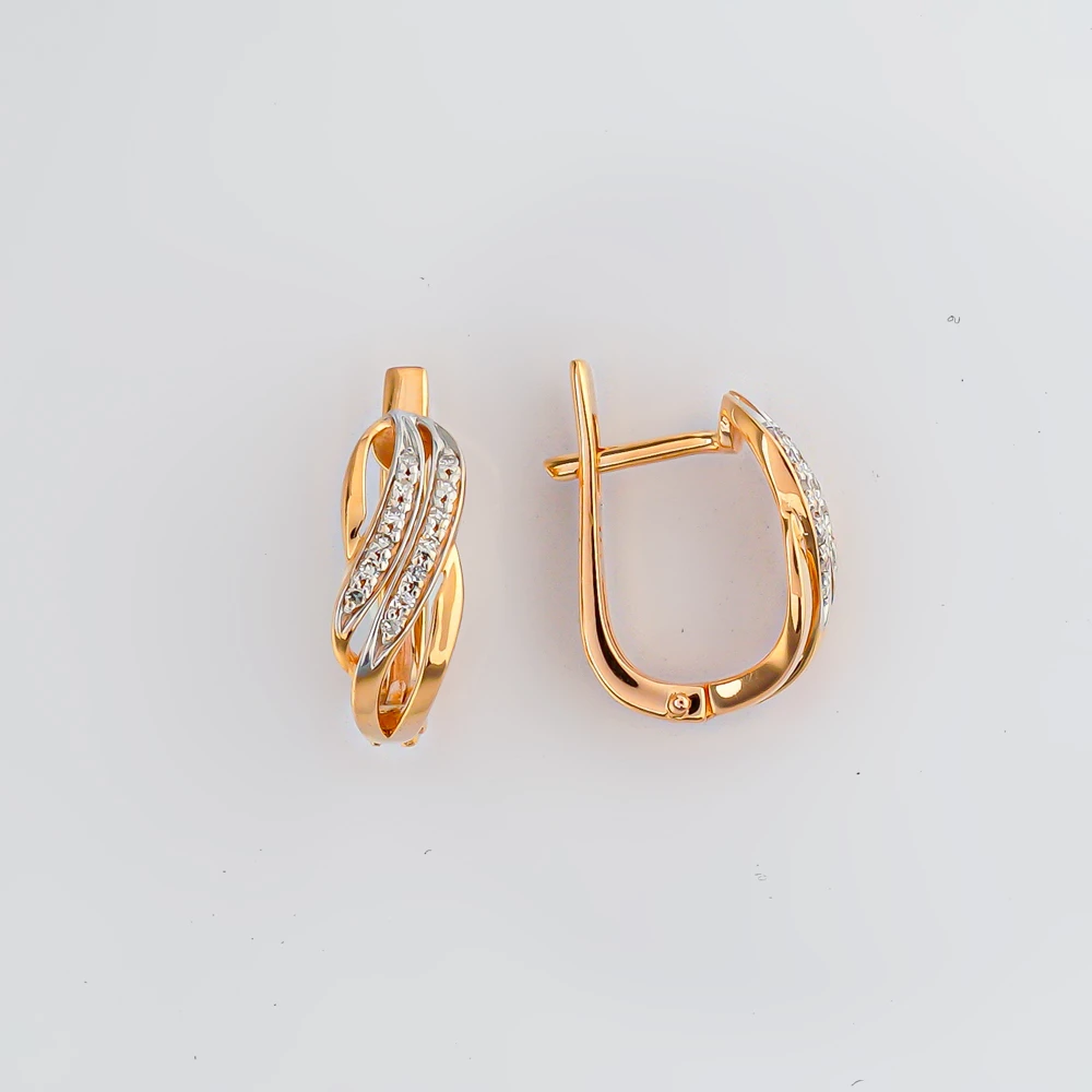 Серьги с бриллиантом из красного золота 585 пробы