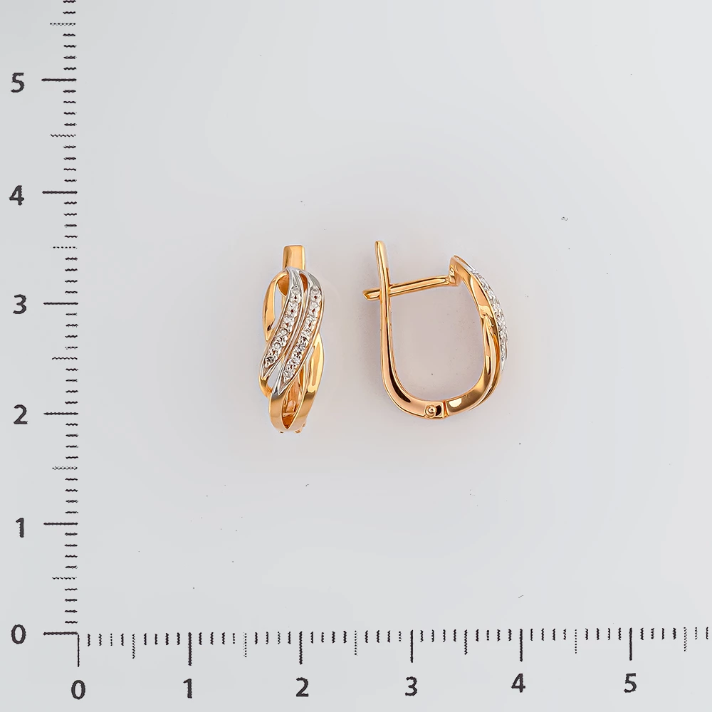 Серьги с бриллиантом из красного золота 585 пробы