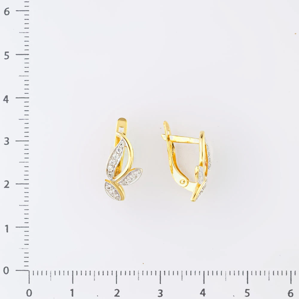 Серьги с фианитом из желтого золота 585 пробы
