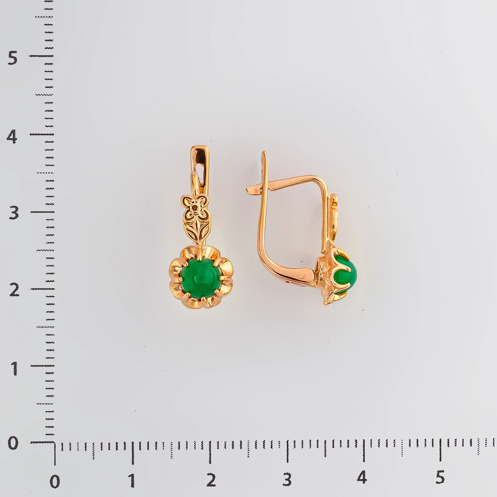 Серьги с агатом из красного золота 583 пробы