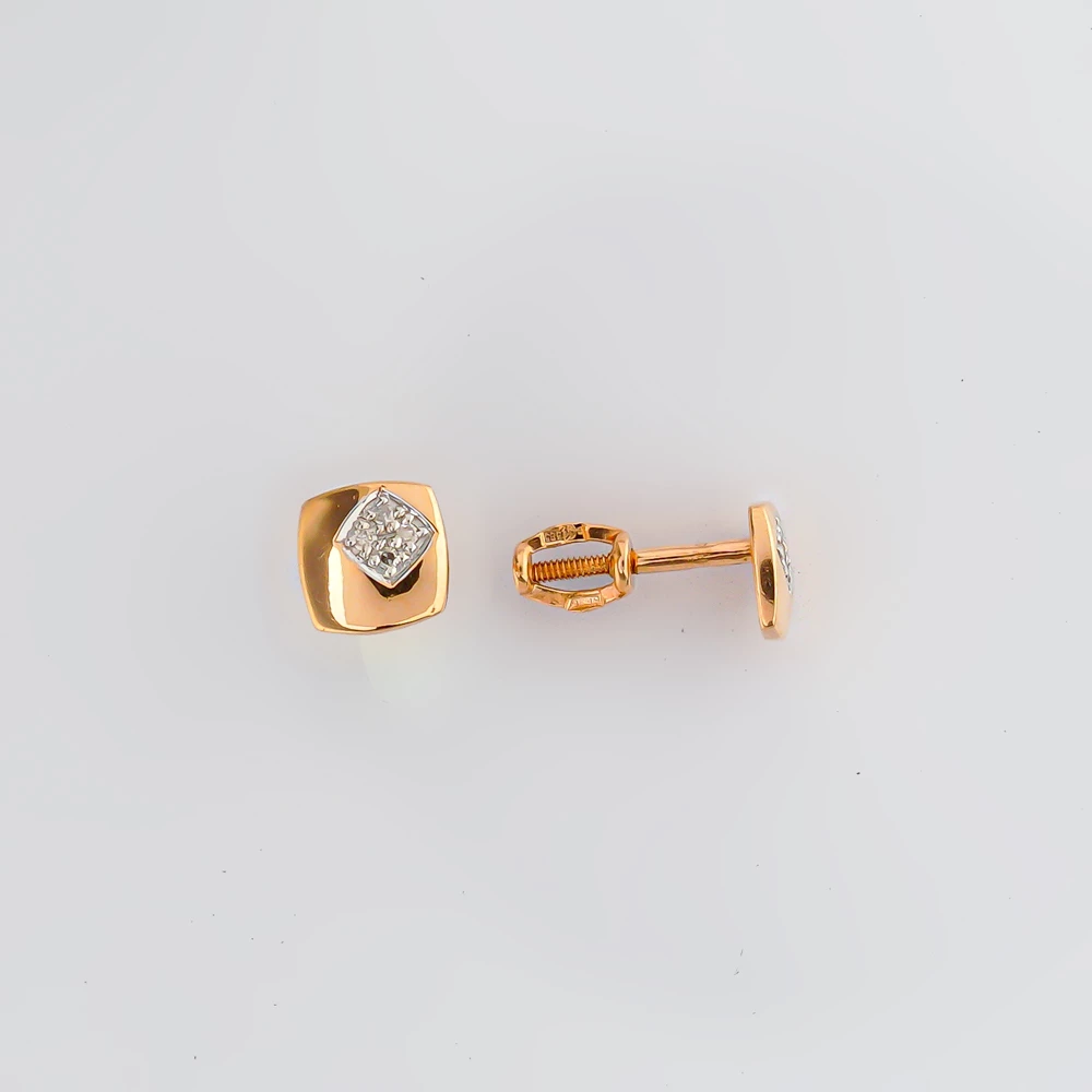 Серьги с бриллиантом из красного золота 585 пробы