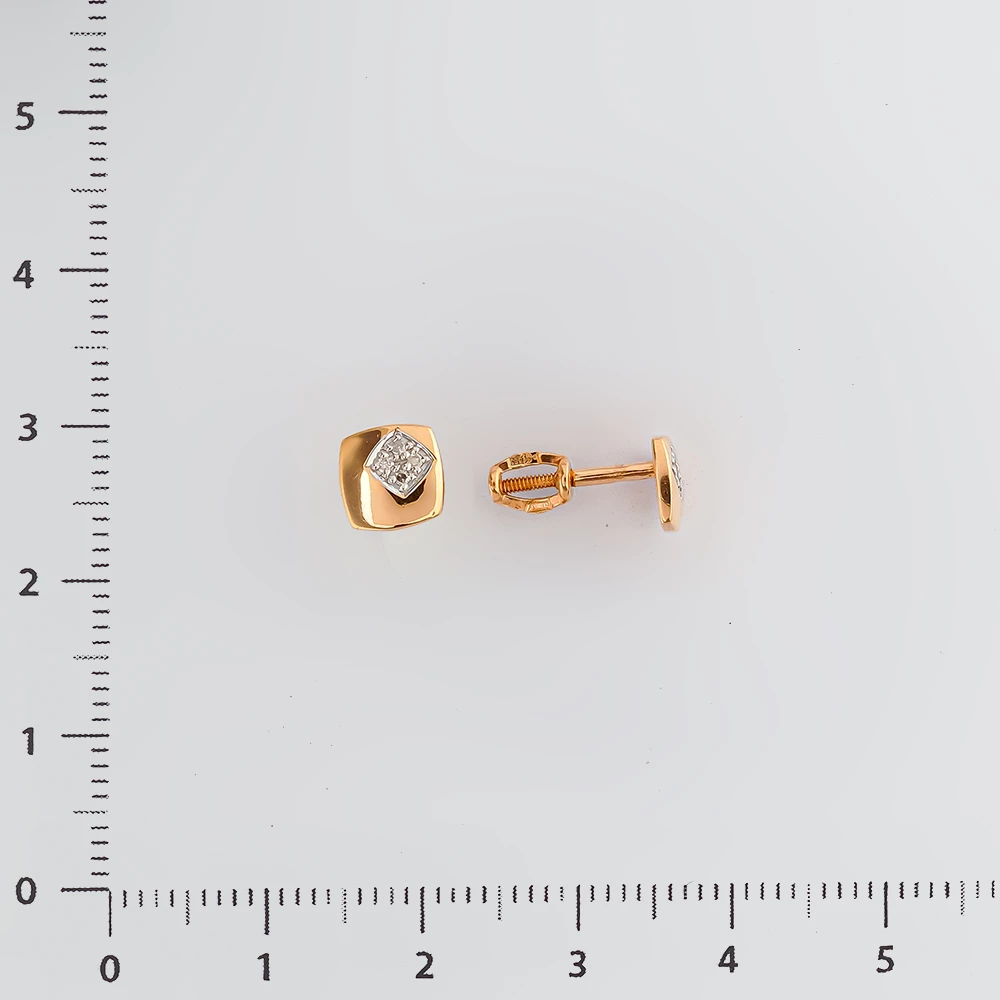 Серьги с бриллиантом из красного золота 585 пробы