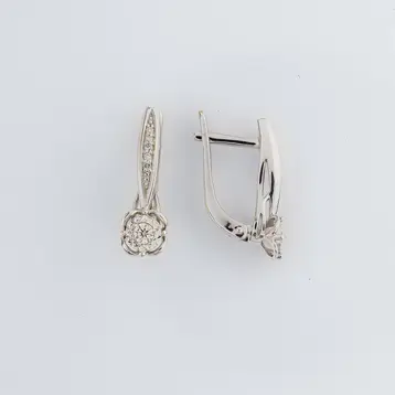 Серьги с бриллиантом из белого золота 585 пробы