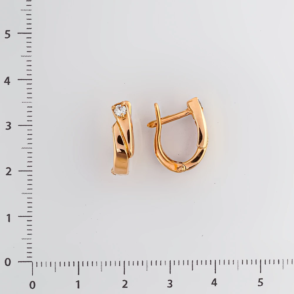 Серьги с фианитом из красного золота 585 пробы