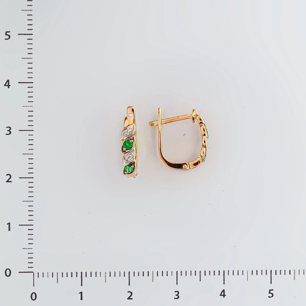 Серьги с изумрудом из красного золота 585 пробы
