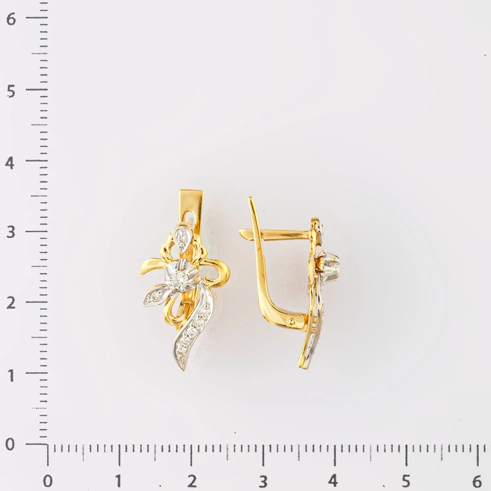 Серьги с бриллиантом из желтого золота 585 пробы