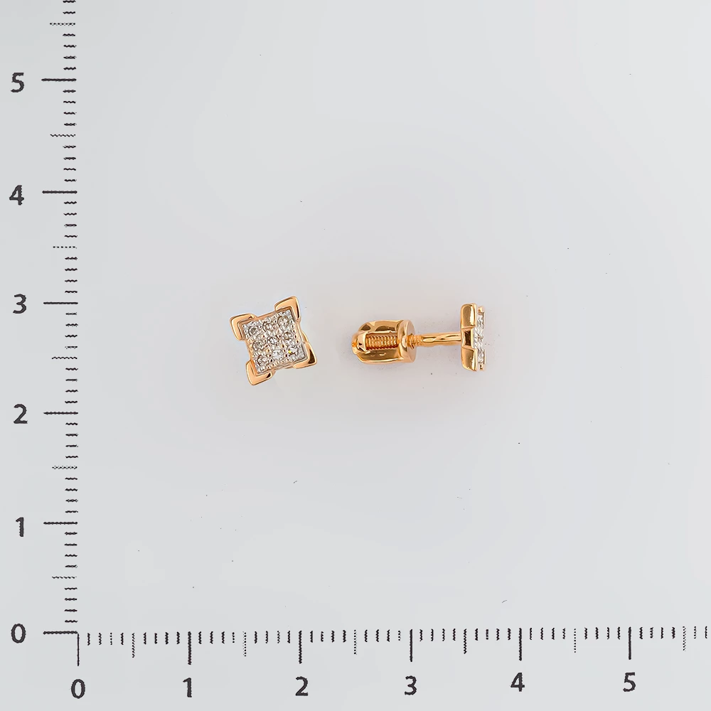 Серьги с бриллиантом из красного золота 585 пробы