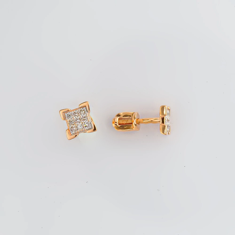 Серьги с бриллиантом из красного золота 585 пробы