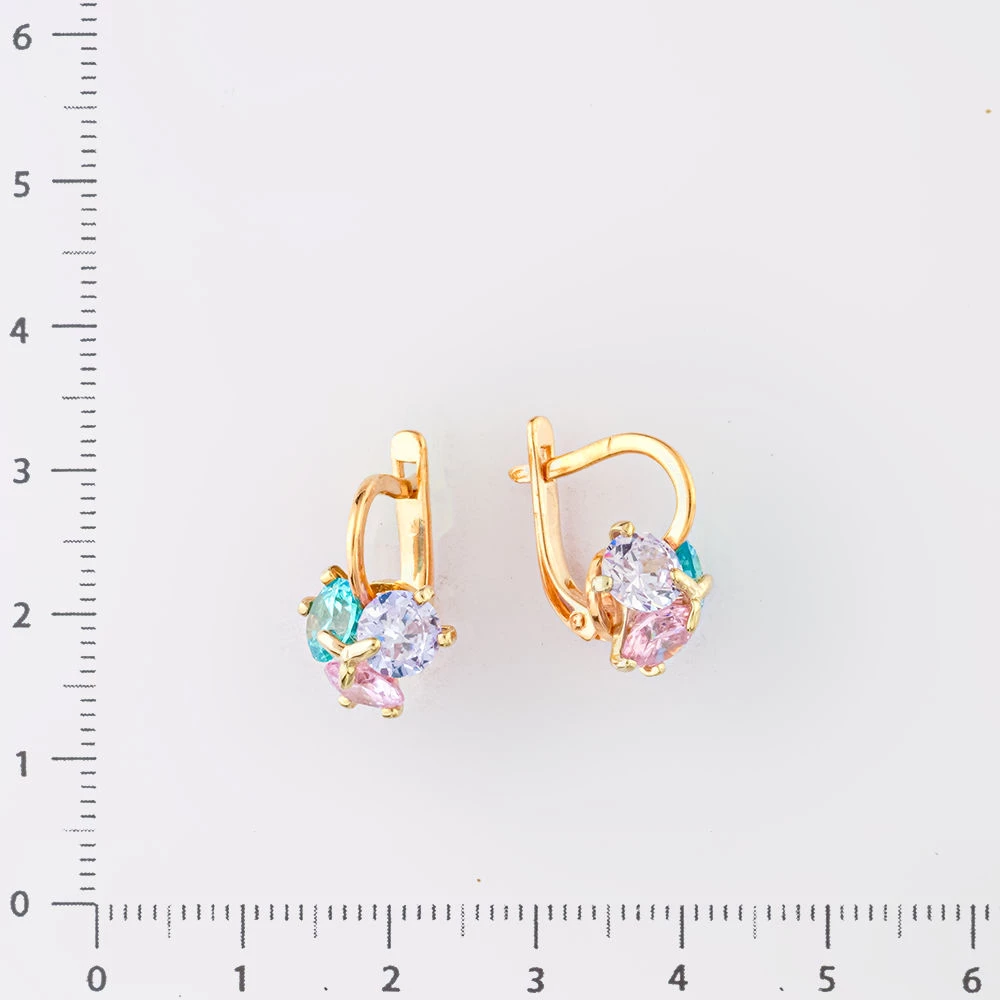 Серьги с фианитом из красного золота 585 пробы