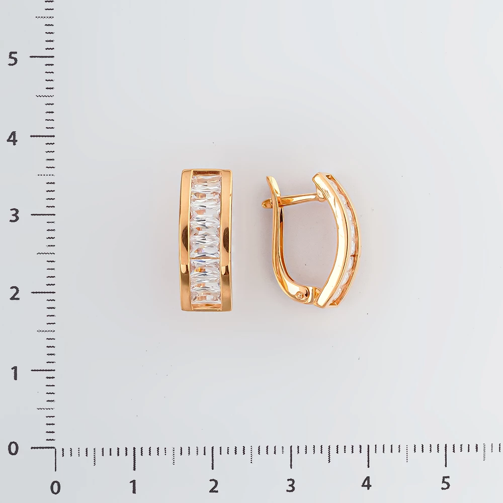 Серьги с фианитом из красного золота 585 пробы