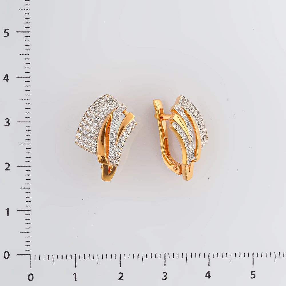 Серьги с фианитом из красного золота 585 пробы