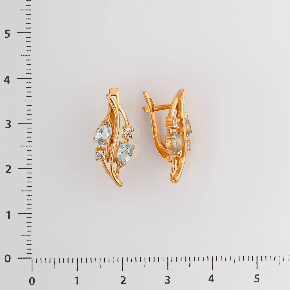 Серьги с топазом из красного золота 585 пробы