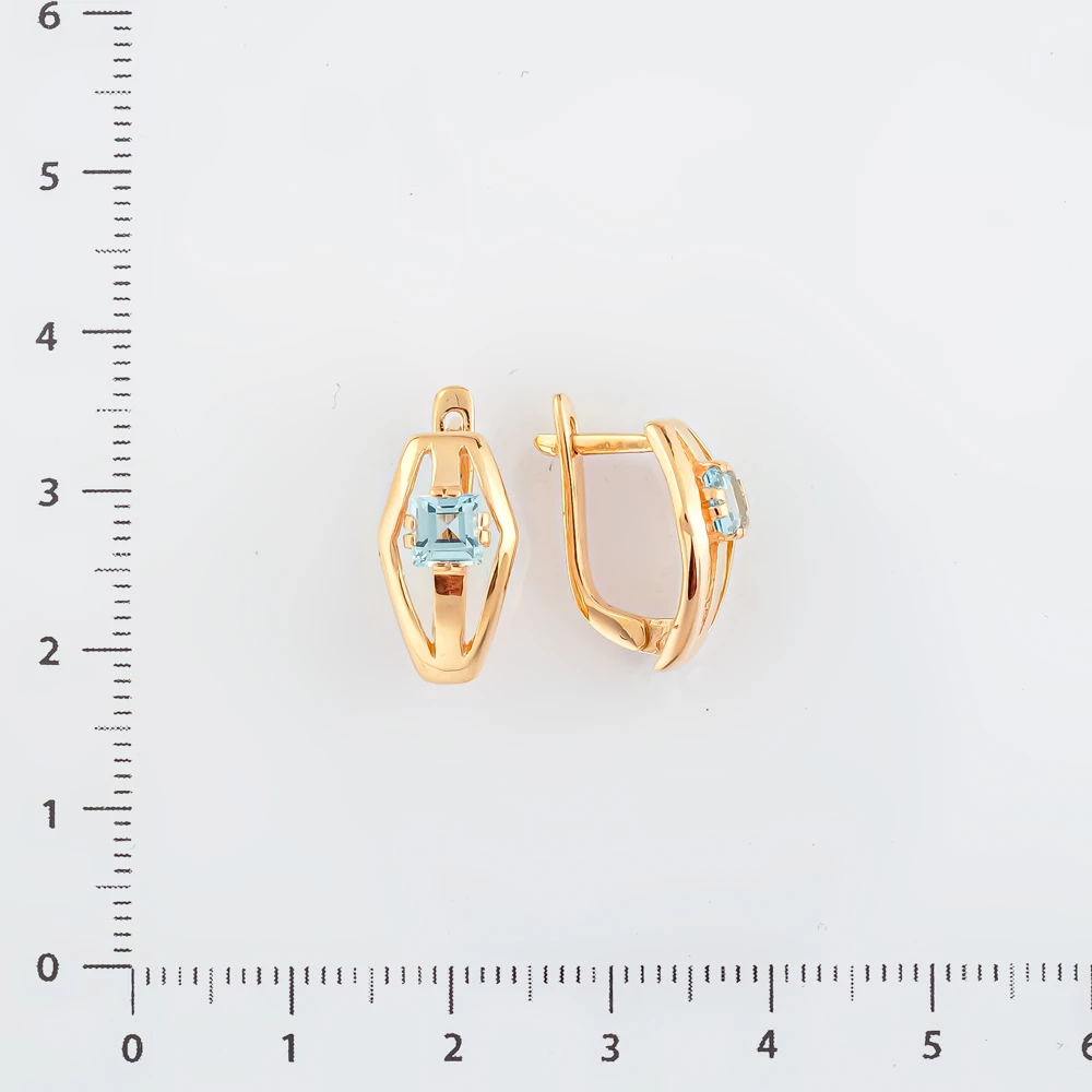 Серьги с топазом из красного золота 585 пробы