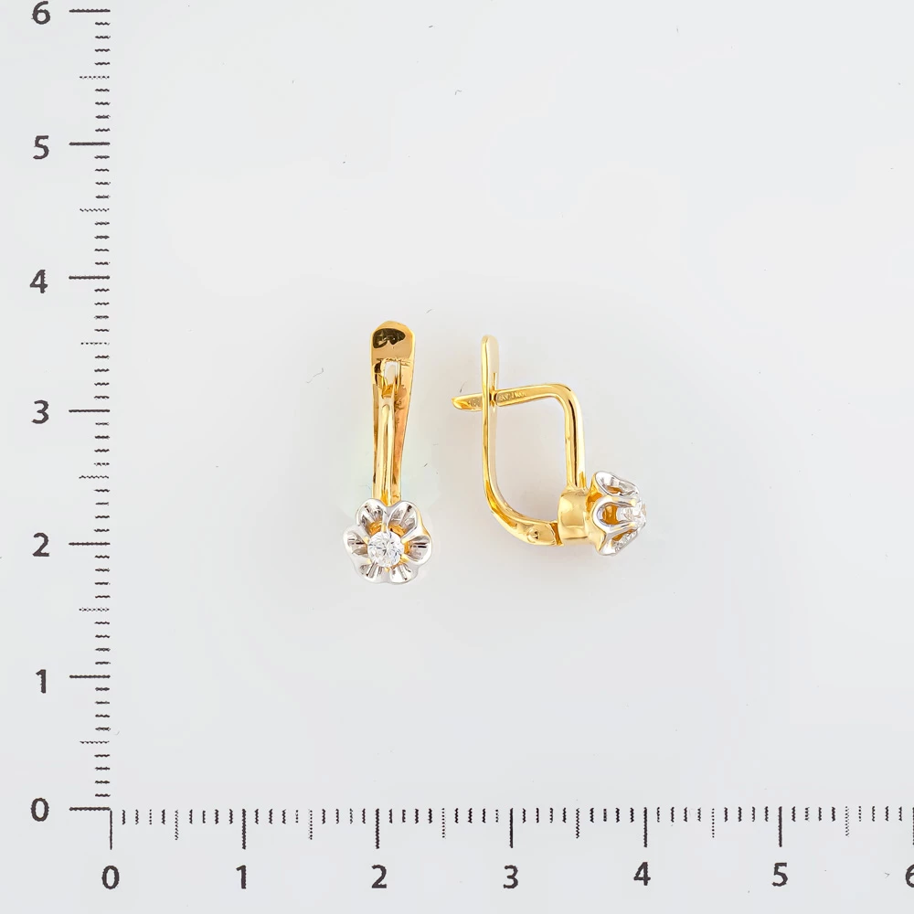 Серьги с фианитом из желтого золота 585 пробы