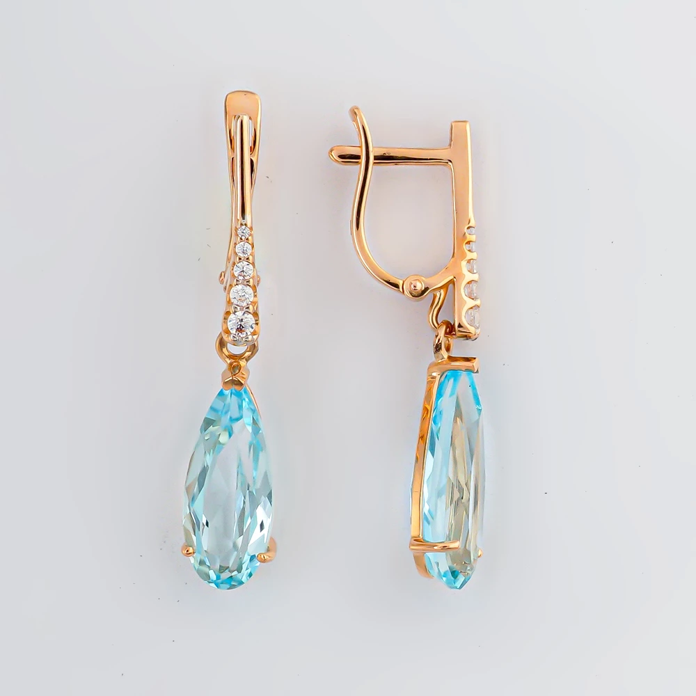 Серьги с топазом из красного золота 585 пробы