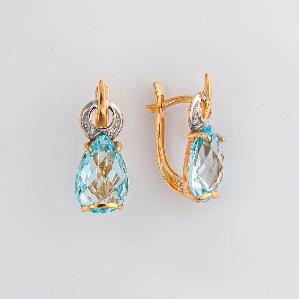 Серьги с топазом из красного золота 585 пробы