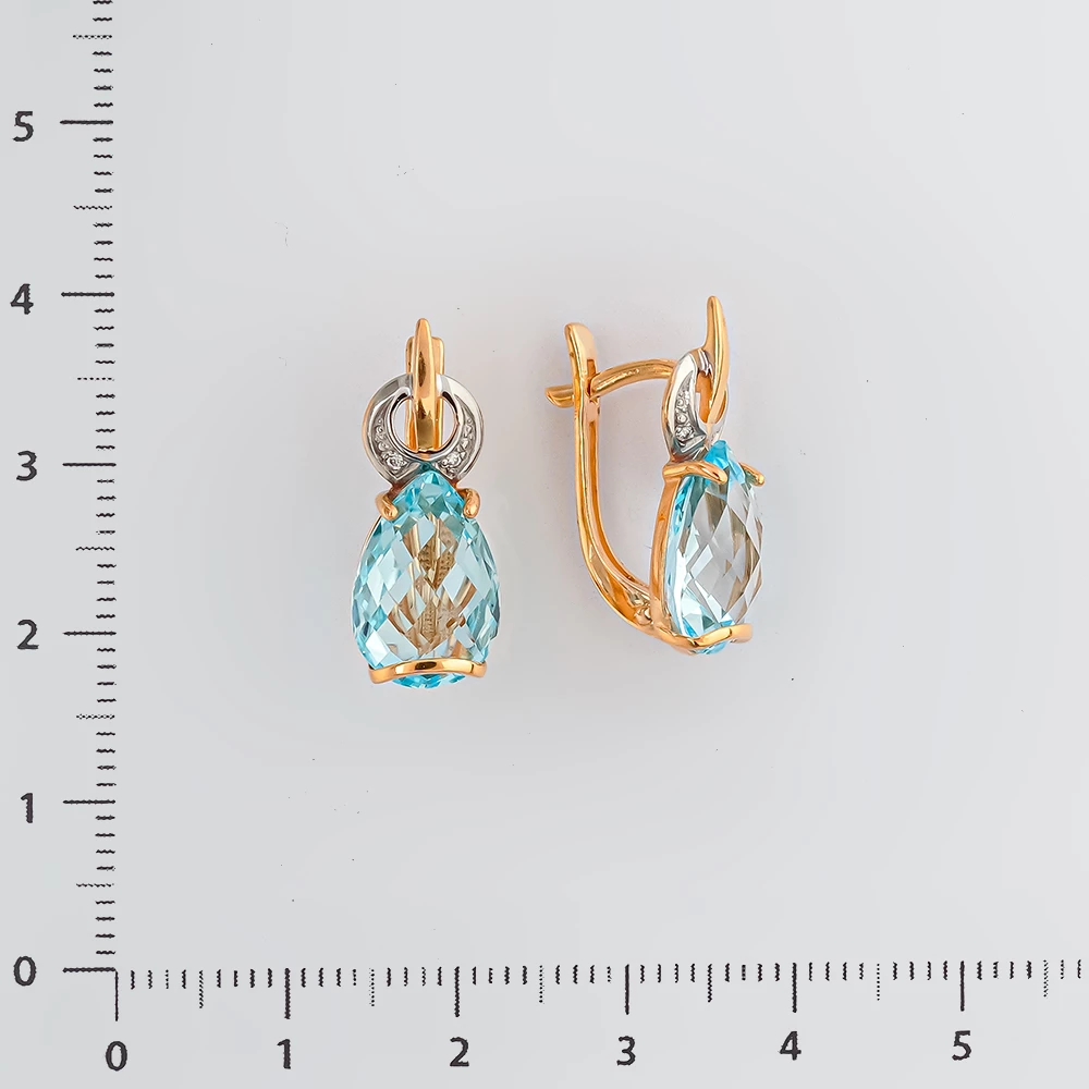 Серьги с топазом из красного золота 585 пробы