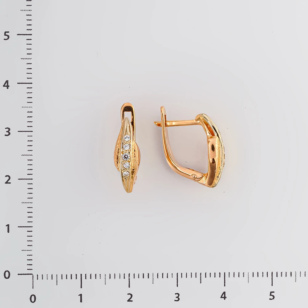Серьги с фианитом из красного золота 585 пробы