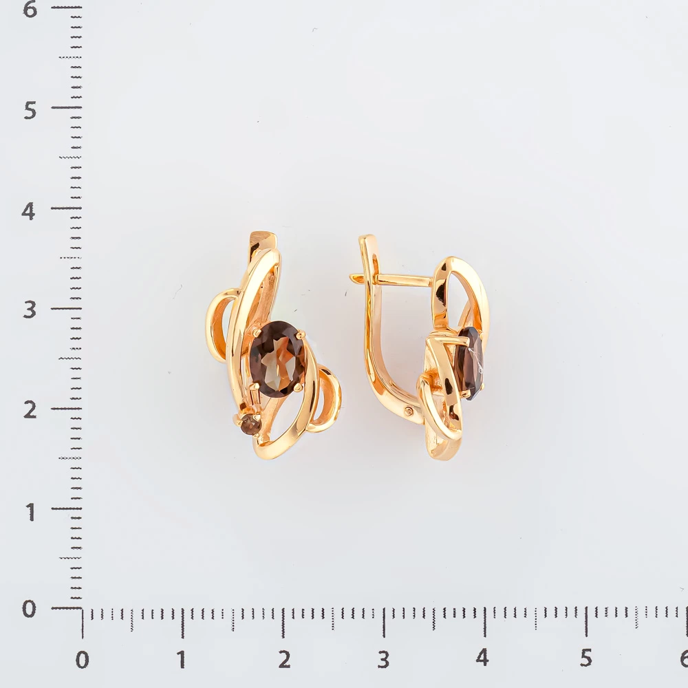 Серьги с раух-топазом из красного золота 585 пробы