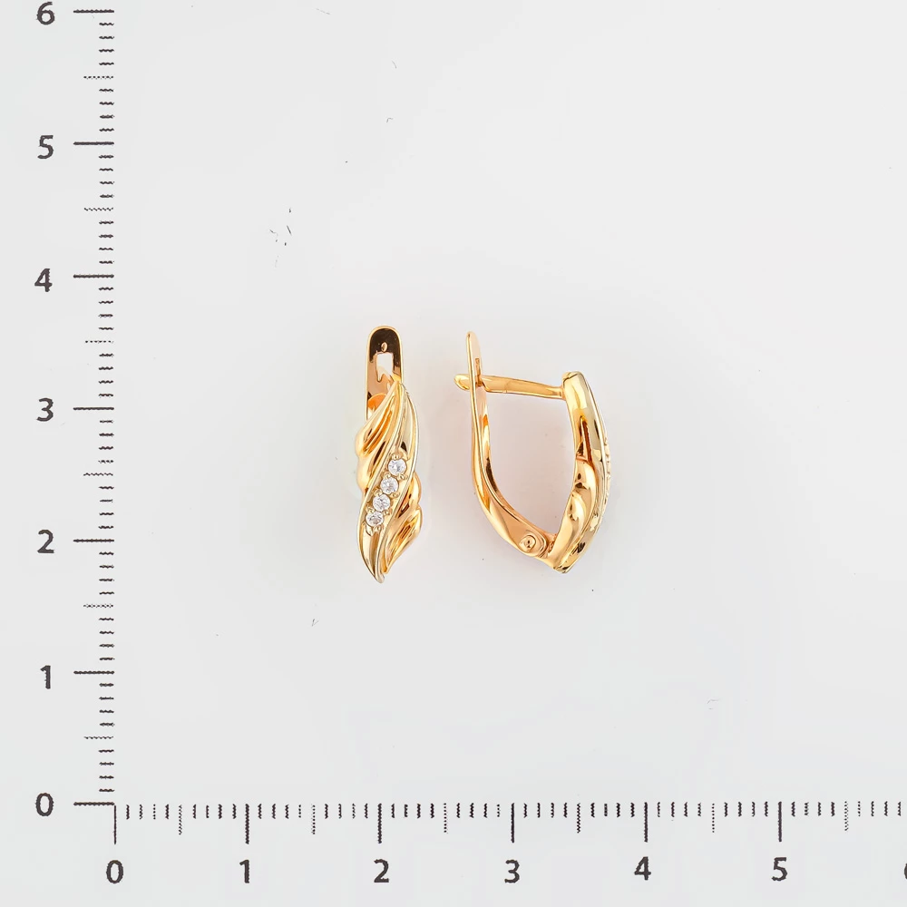 Серьги с фианитом из красного золота 585 пробы