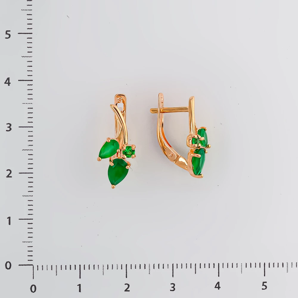 Серьги с агатом из красного золота 585 пробы