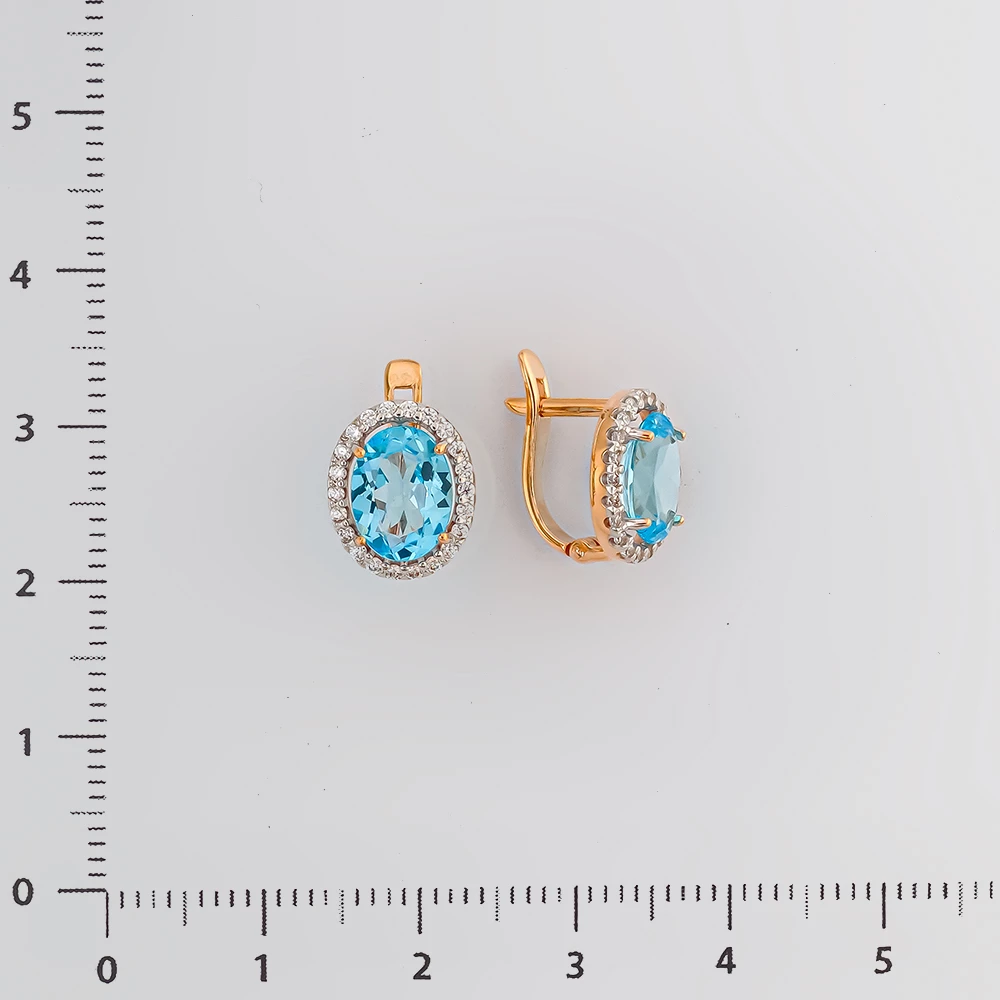 Серьги с топазом из красного золота 585 пробы