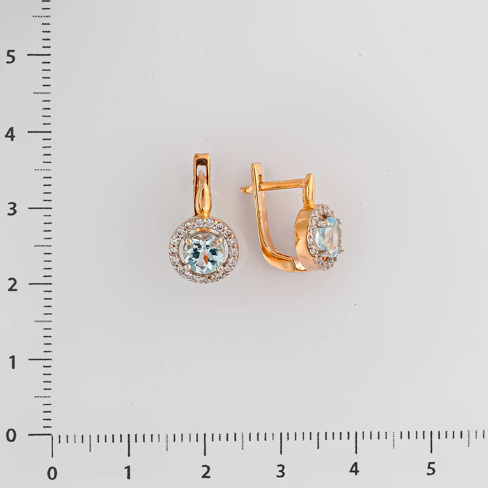 Серьги с топазом из красного золота 585 пробы