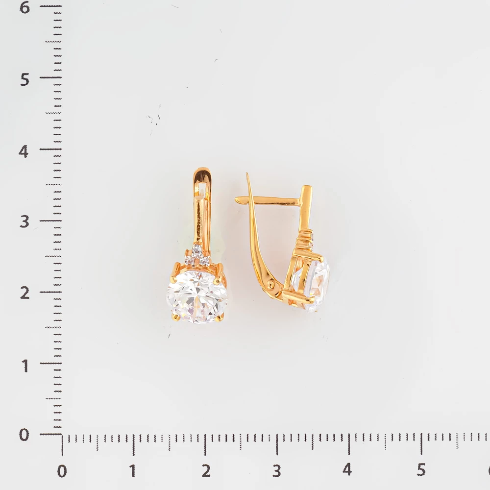 Серьги с фианитом из желтого золота 585 пробы