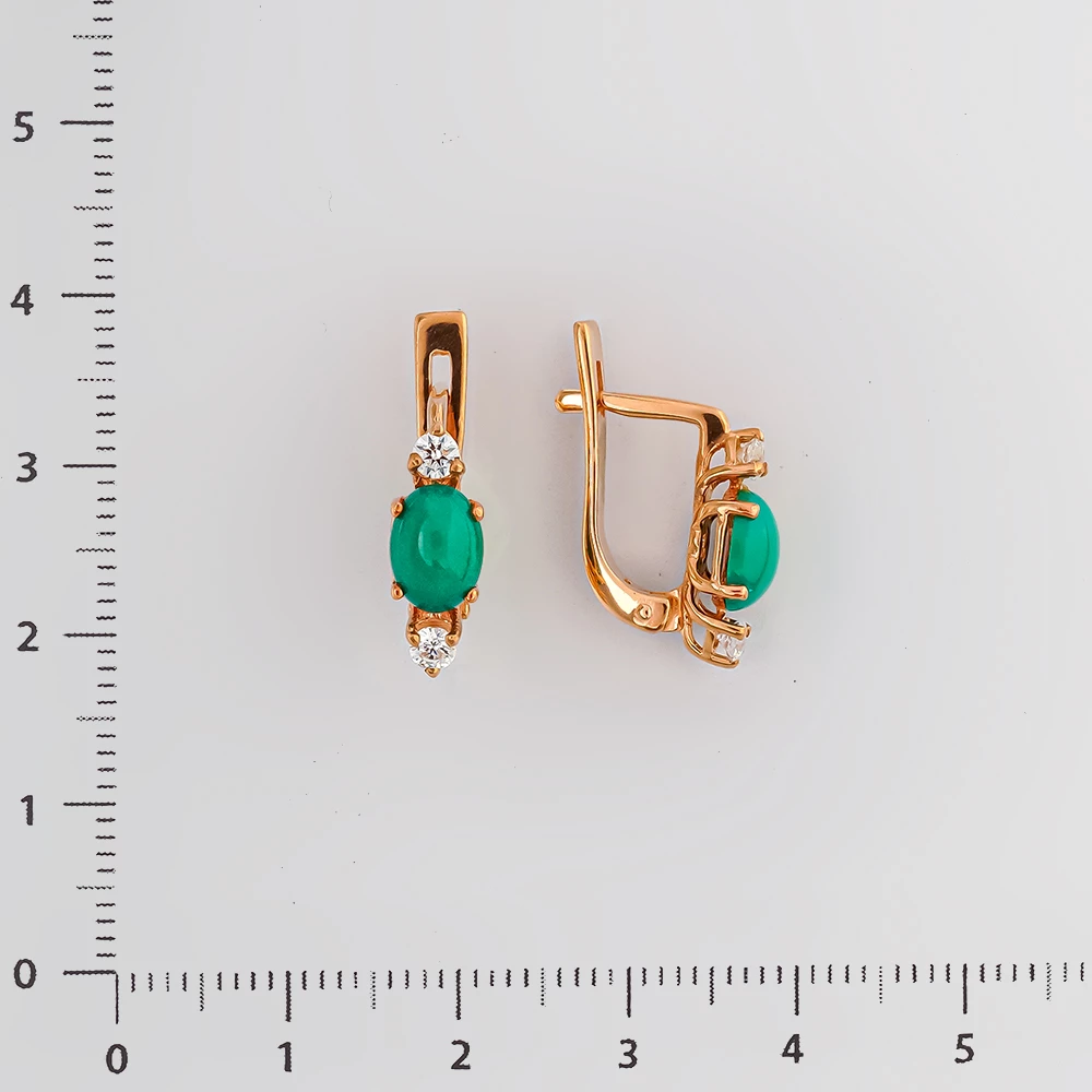 Серьги с бирюзой из красного золота 585 пробы