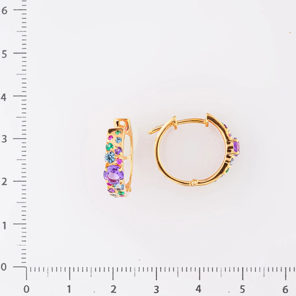 Серьги конго с аметистом из красного золота 585 пробы