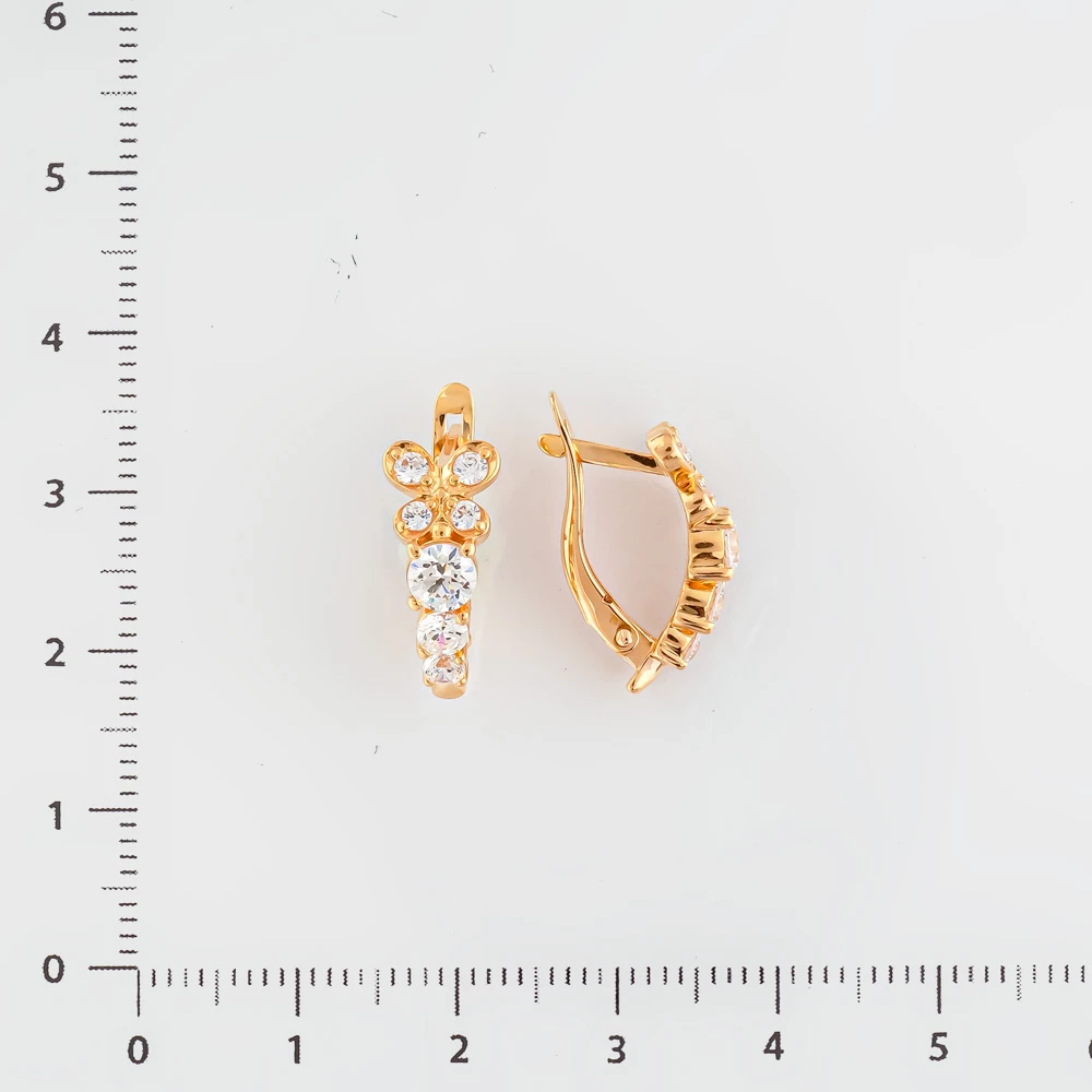 Серьги с фианитом из красного золота 585 пробы