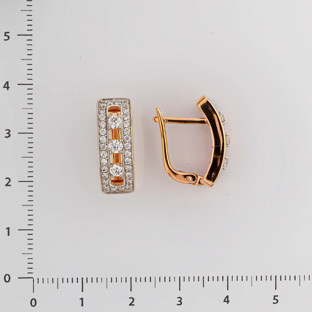 Серьги с фианитом из красного золота 585 пробы