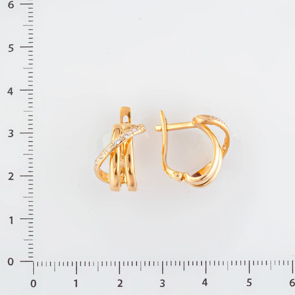 Серьги с фианитом из красного золота 585 пробы