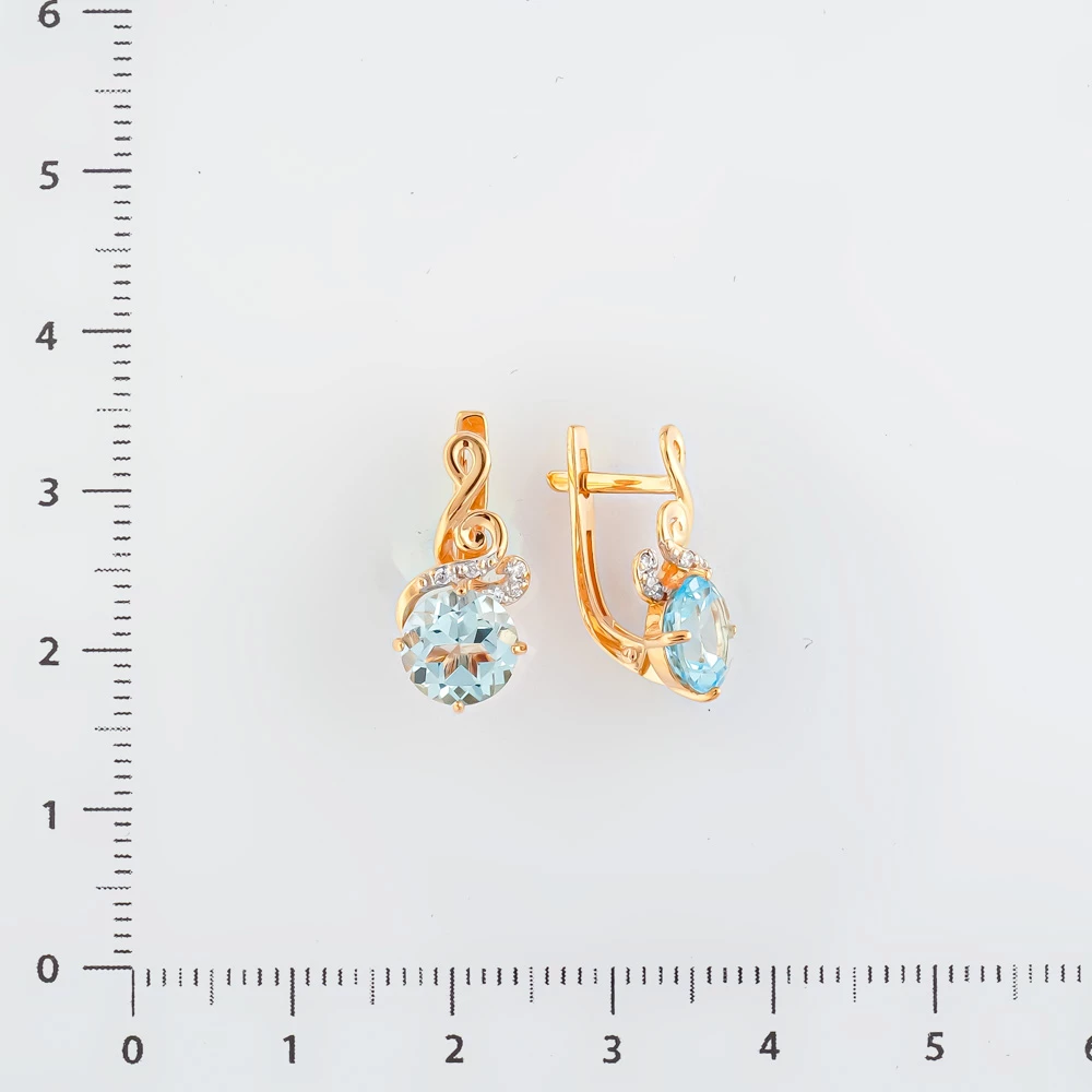 Серьги с топазом из красного золота 585 пробы