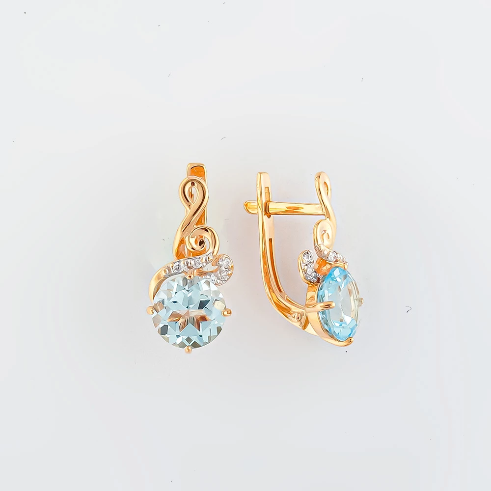 Серьги с топазом из красного золота 585 пробы