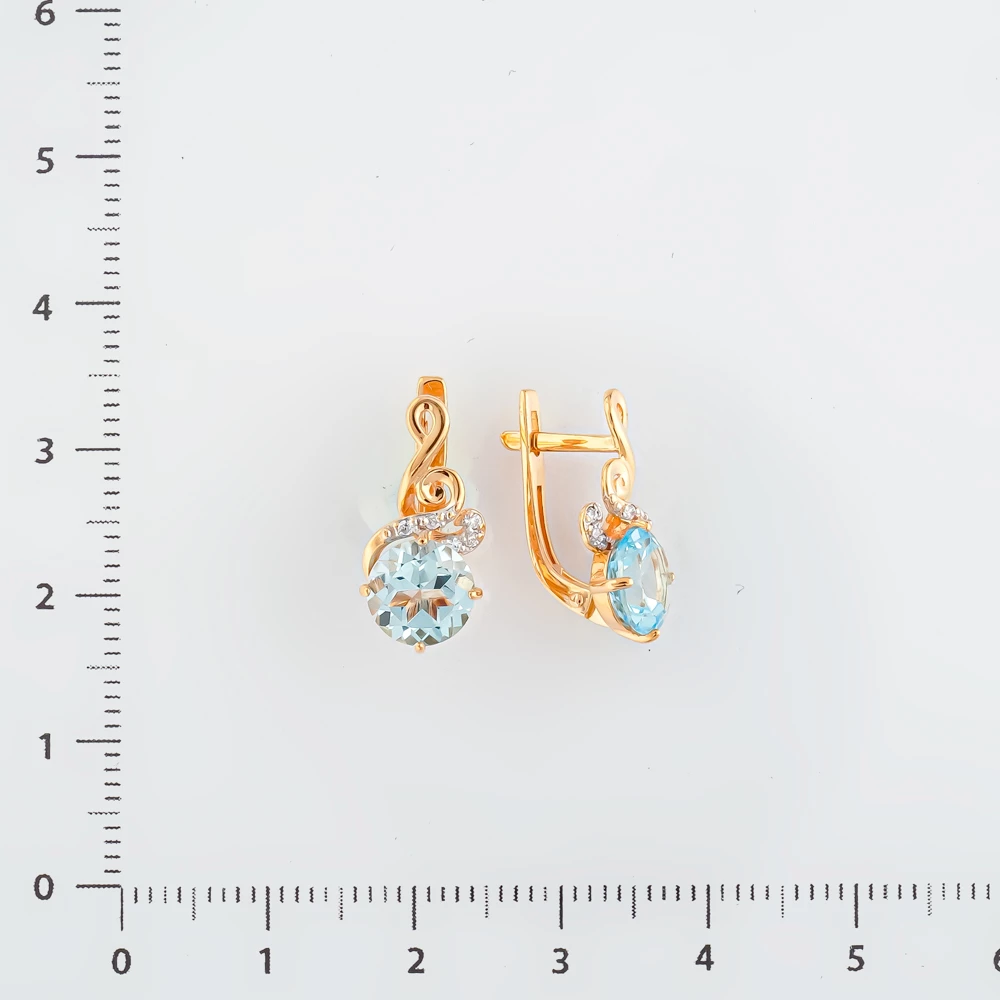 Серьги с топазом из красного золота 585 пробы