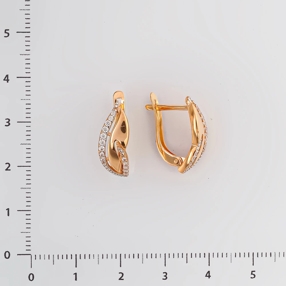 Серьги с фианитом из красного золота 585 пробы