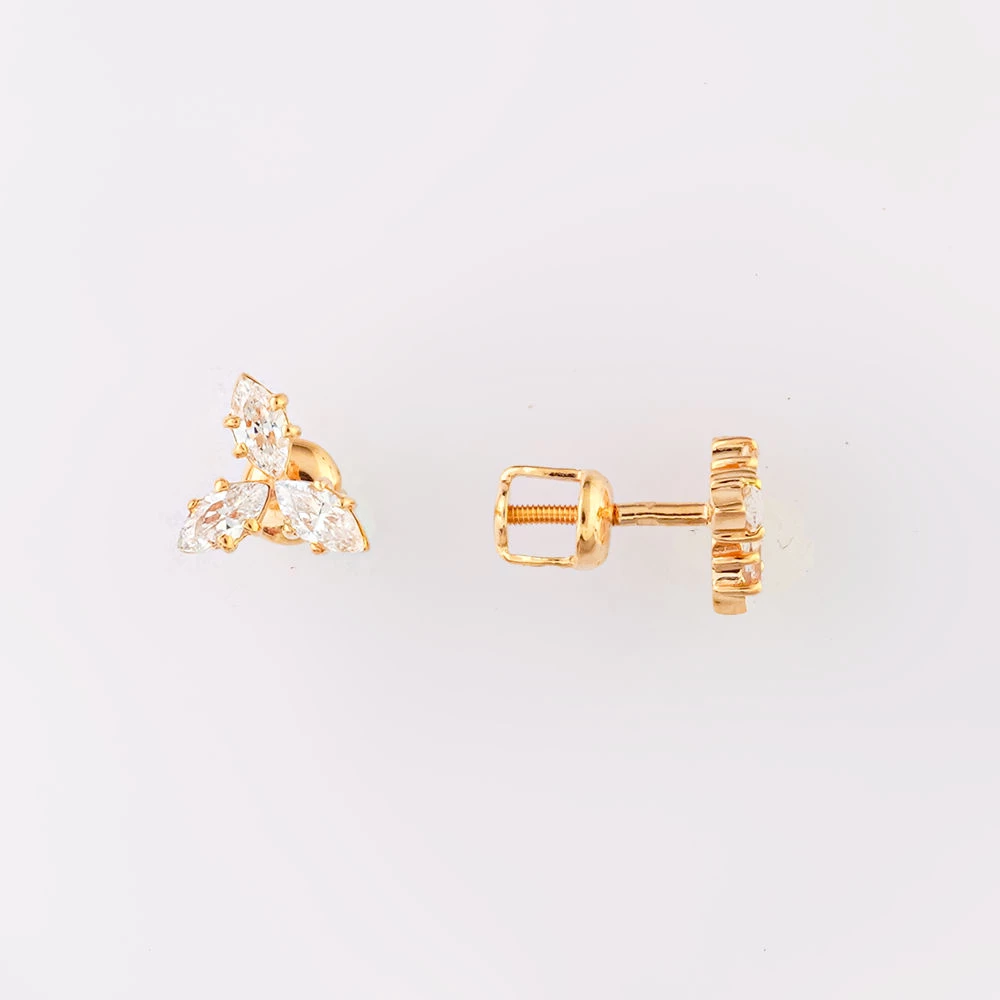 Серьги с фианитом из красного золота 585 пробы