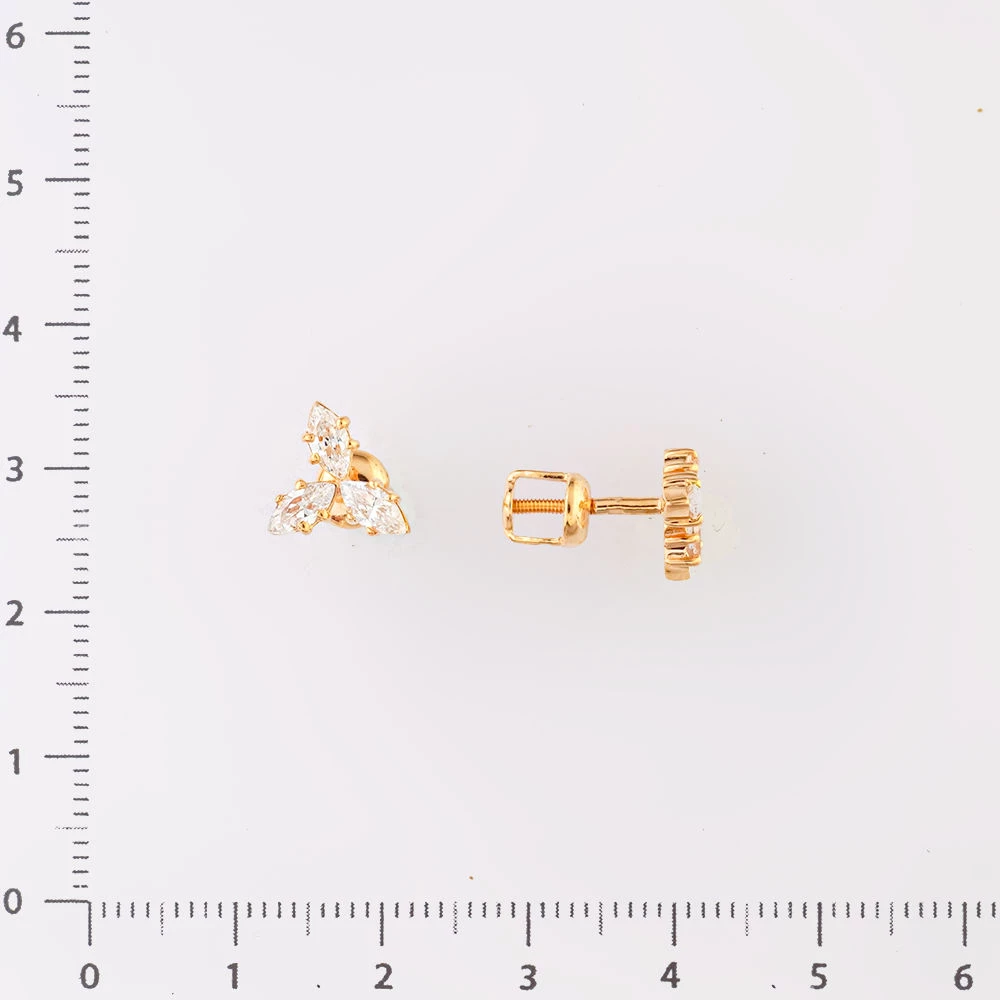 Серьги с фианитом из красного золота 585 пробы