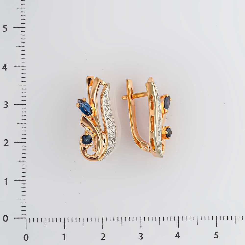Серьги с сапфиром из красного золота 585 пробы