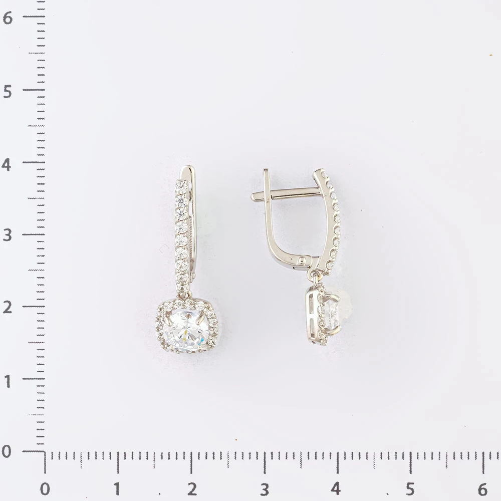 Серьги с фианитом из белого золота 585 пробы