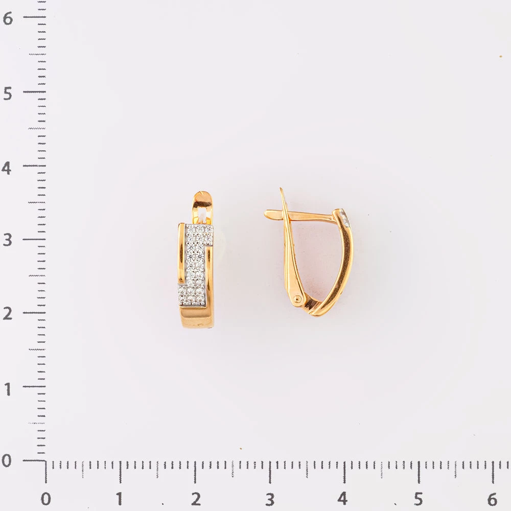 Серьги с фианитом из красного золота 585 пробы